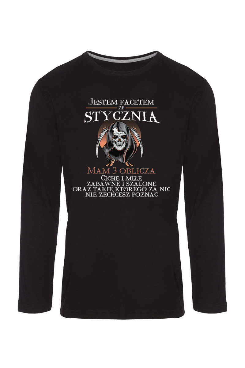 Koszulka Męska Longsleeve Jestem Facetem Ze Stycznia, Mam 3 Oblicza