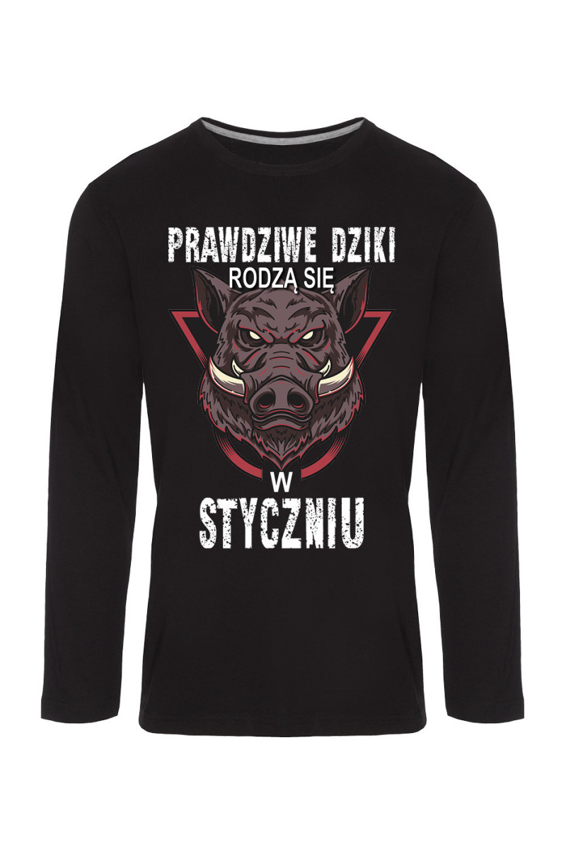 Koszulka Męska Longsleeve Prawdziwe Dziki Rodzą Się W Styczniu