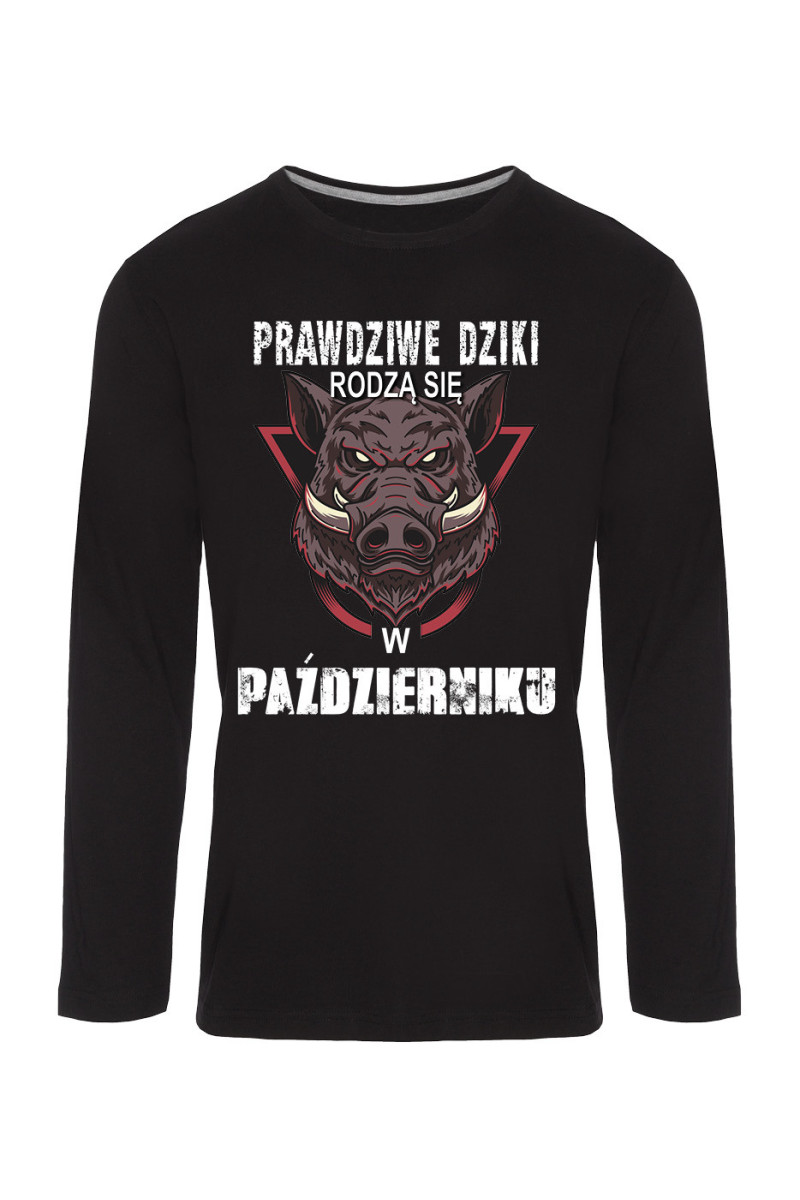 Koszulka Męska Longsleeve Prawdziwe Dziki Rodzą Się W Październiku