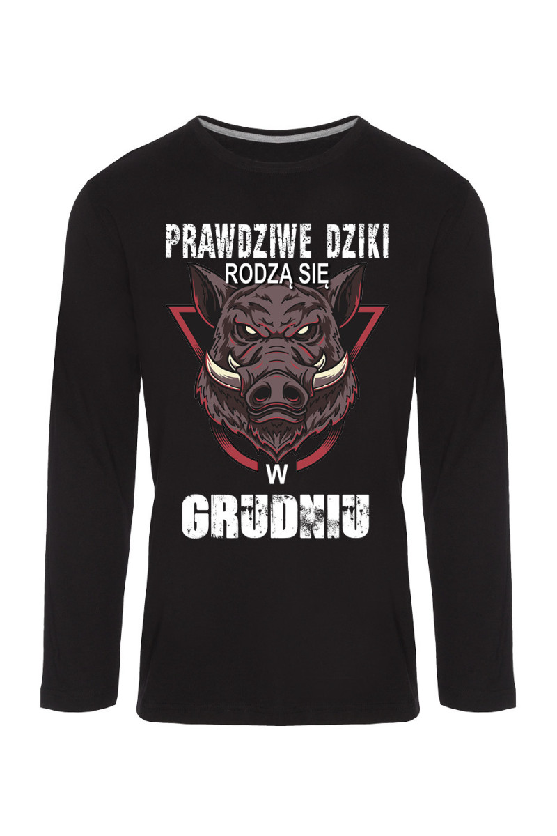 Koszulka Męska Longsleeve Prawdziwe Dziki Rodzą Się W Grudniu